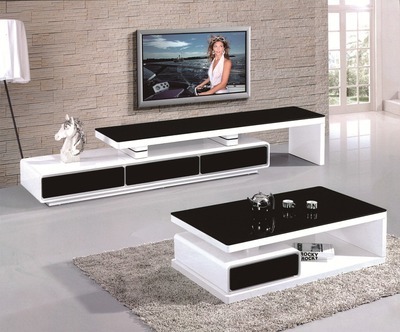 黑色強化玻璃可伸縮客廳電視柜 蘇州兆生家具的現代簡約之選